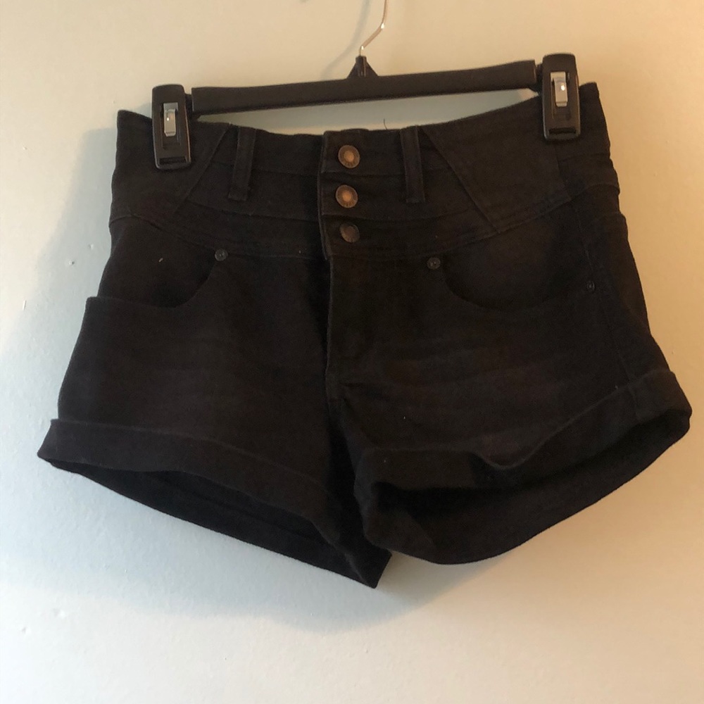 black jean shorts